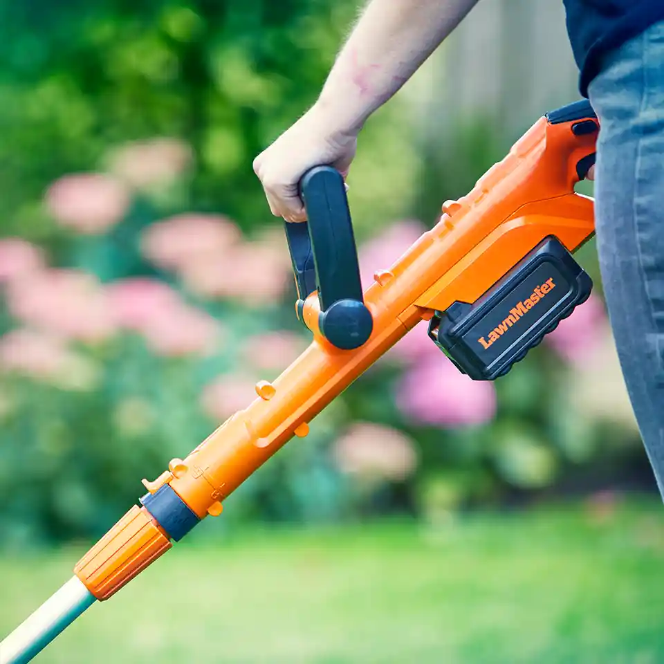 LawnMaster MX 24V Cordless Grass Trimmer | Detachable Wheel Kit - With Battery - Image 8