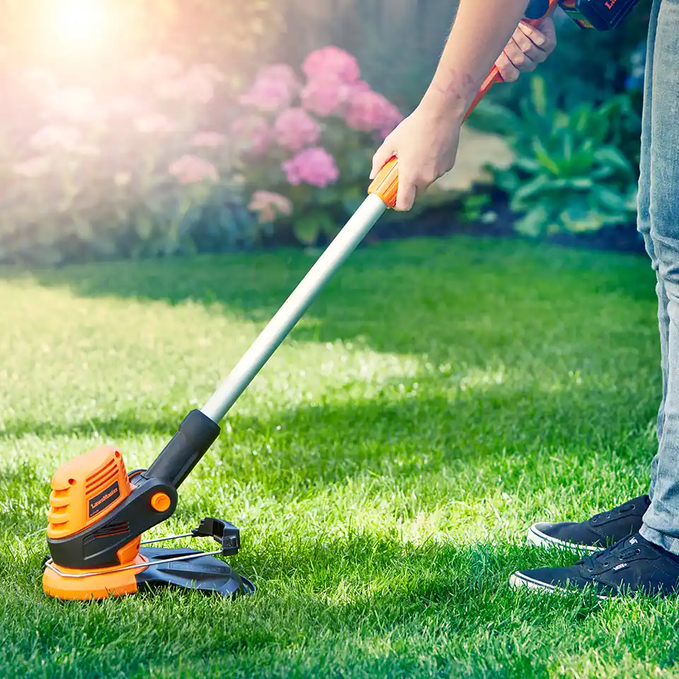 LawnMaster MX 24V Cordless Grass Trimmer | Detachable Wheel Kit - With Battery - Image 9